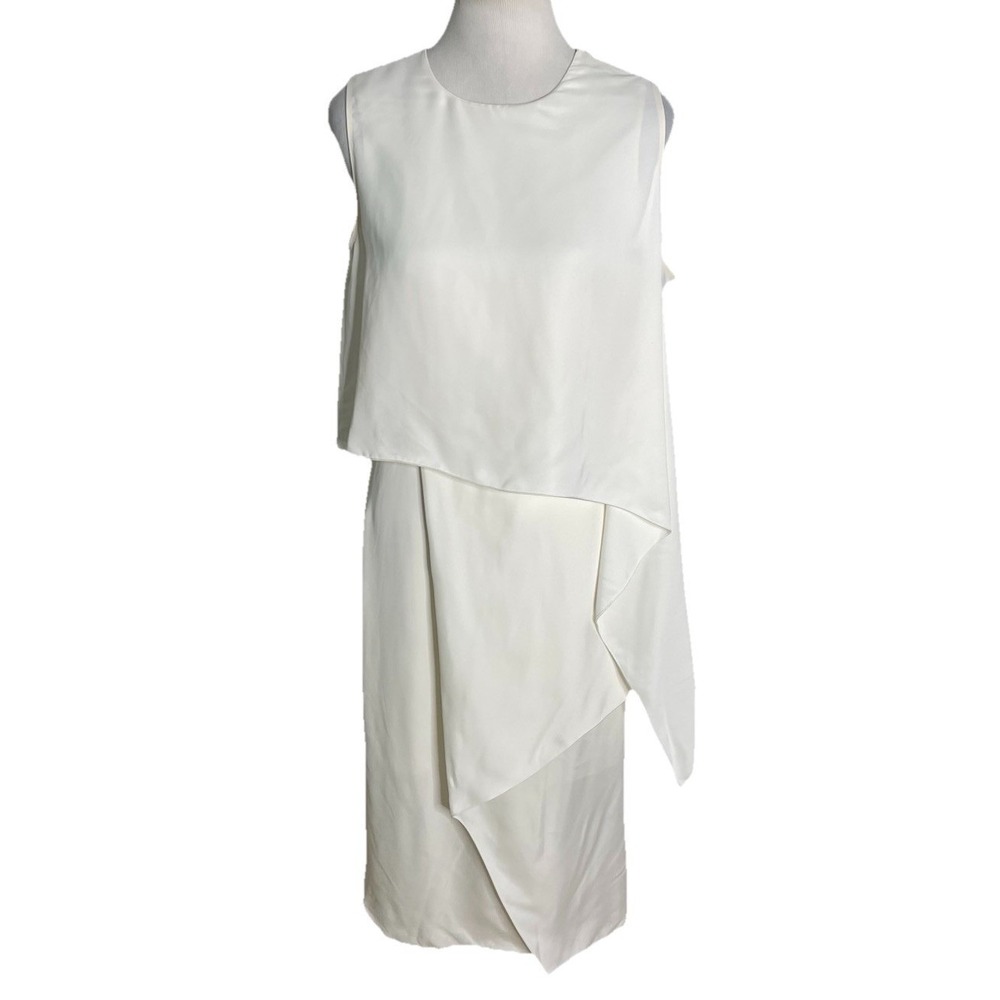 MAX MARA SPORTMAX Ivory Layered Silk Dress Wedding Cocktail Size 6 Italy